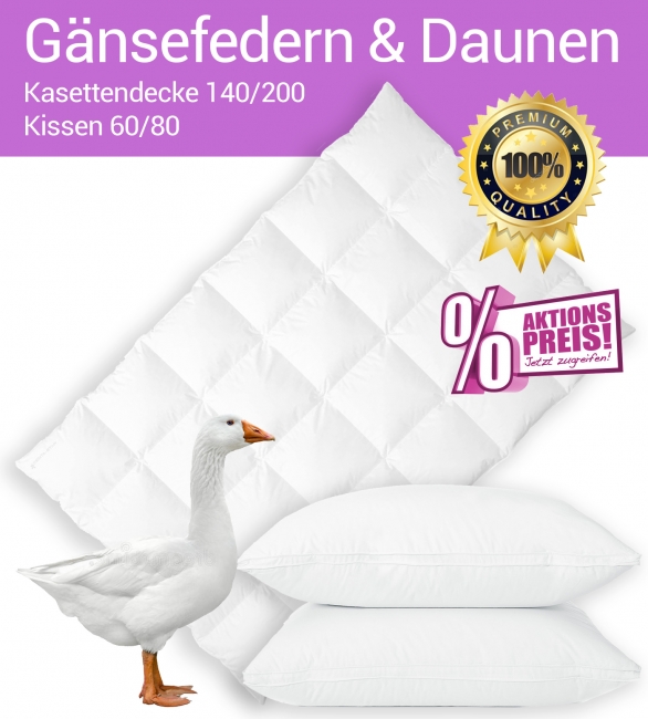 Gänsefedern Kissen & Kasettendecken - Premium Qualität AKTION